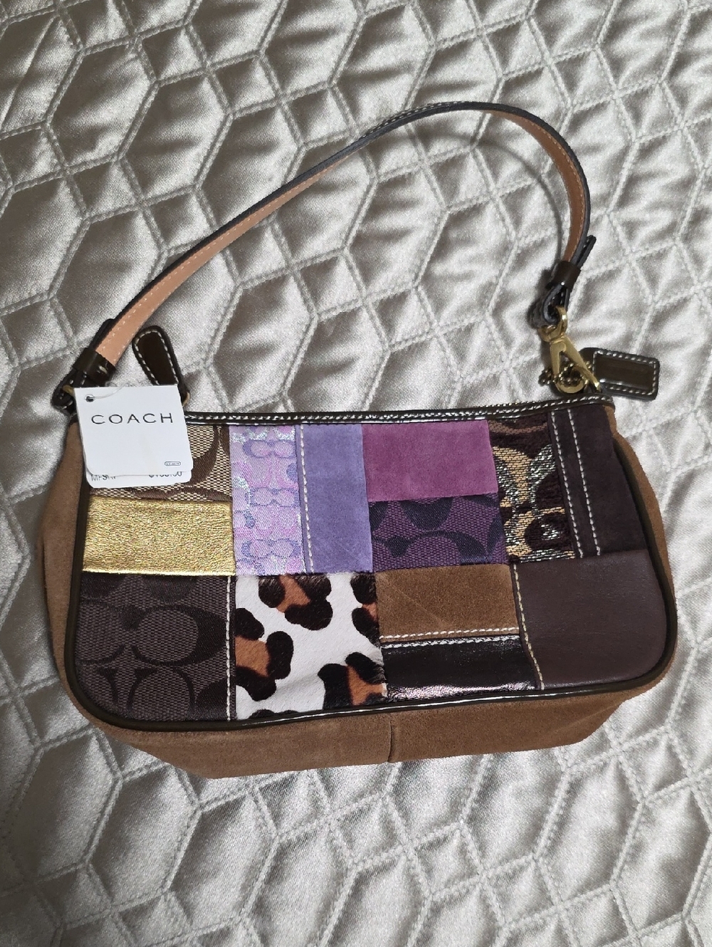 Coach Vintage Y2K Multicolor Patchwork Leather & Suede Shoulder Purse